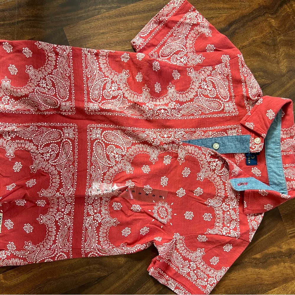 Polo Ralph Lauren Red Paisley Boys Shirt size 5